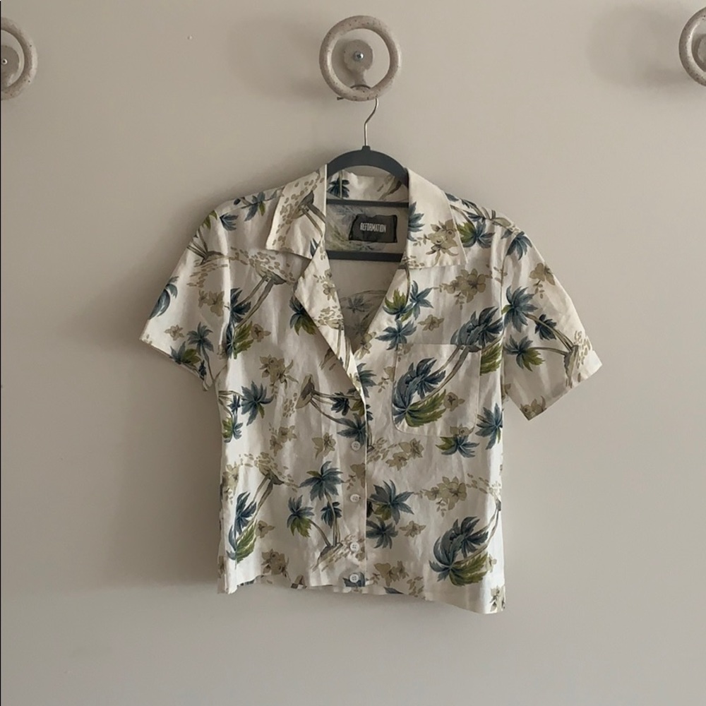 Reformation Button up crop top